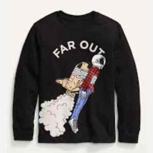 Old Navy Far Out Graphic Black Long Sleeve T-Shirt XL (14-16)